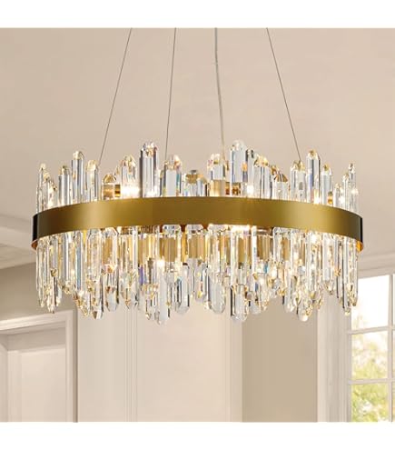 LIZZTREE Gold Modern Oval Crystal Chandelier, 24-Lights Luxury